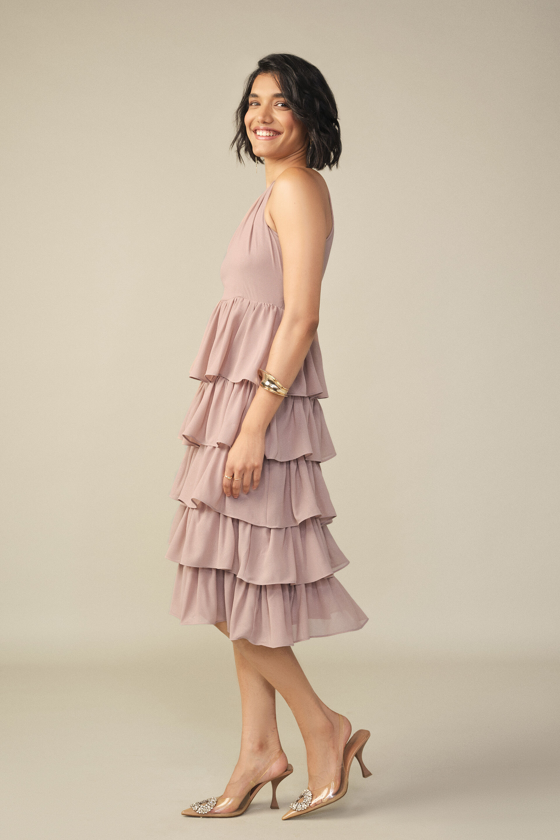Tiered Dress in Dusty Rose, Blush, image 6